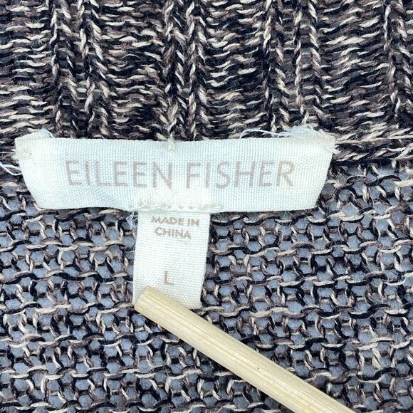 EILEEN FISHER Cardigan L Linen Marled Duster Open Front Long Sleeve Brown - Picture 5 of 14
